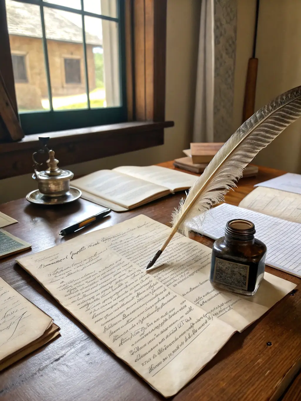 A detailed shot of a beautifully restored historical document displayed alongside a digital tablet showing its scanned version, highlighting the digitization process.